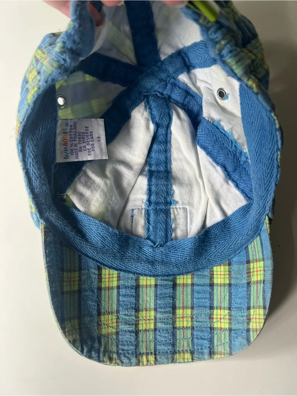 Vintage 90s Gymboree Plaid Palm Tree Toddler Baseball Cap
